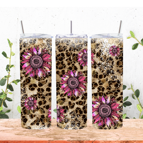 Pink and Leopard Flowers 20oz Tumbler