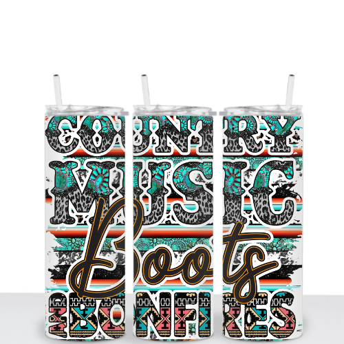 Country Music, Boots and Bonfires 20oz Tumbler