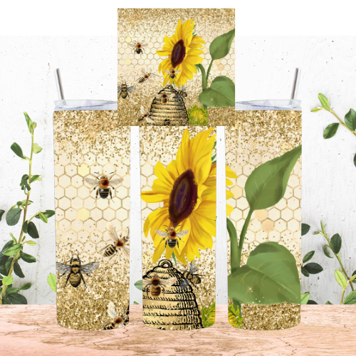 Bees and Sunflower Tumbler