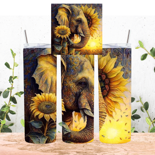 Elephant and Sunflower Tumbler