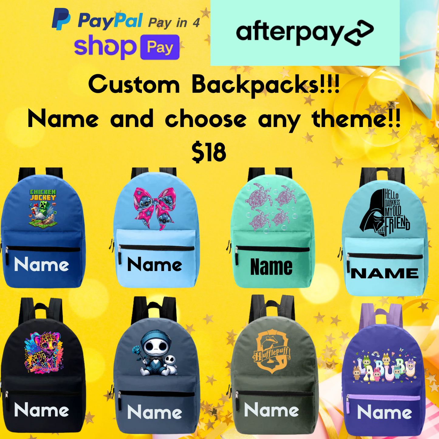 Custom Name Backpack