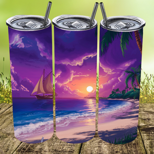 Purple Sunset Cancun Style Tumbler