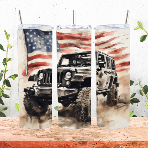Patriotic Jeep Tumbler
