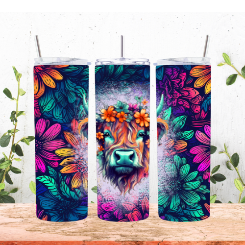 Bright Highland Cow 20oz Tumbler