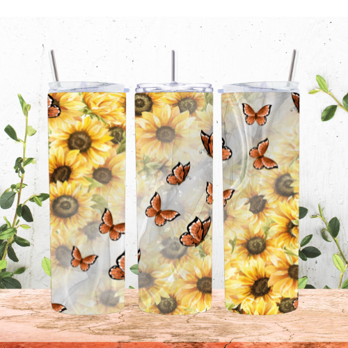 Sunflower Butterfly 20oz Tumbler