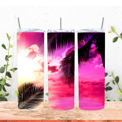 Pink Palm Tree Sunset 20oz Tumbler