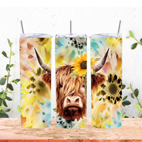 Highland Cow With Horns 20oz Tumbler