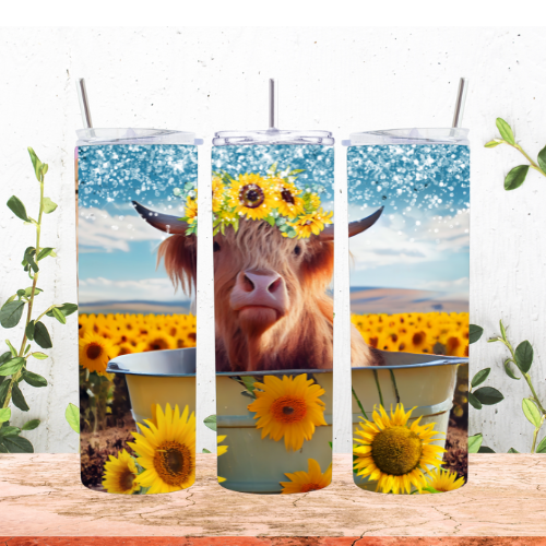 Bath Tub Highland Cow 20oz Tumbler