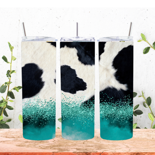 Teal Cow Pattern 20oz Tumbler