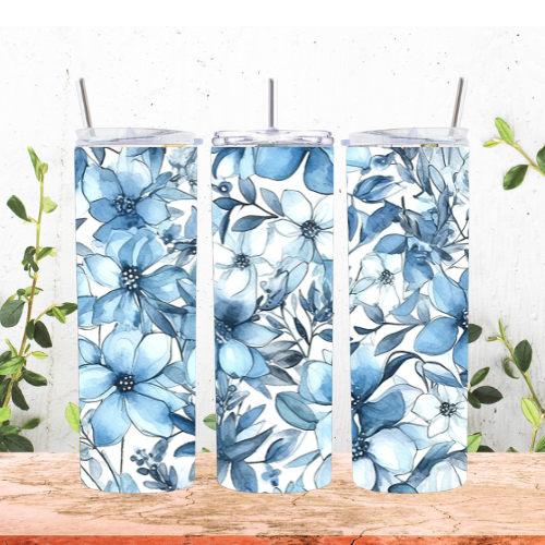 Blue Flowers 20oz Tumbler