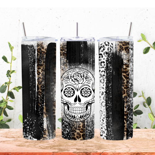 Skull W/Leopard 20oz Tumbler