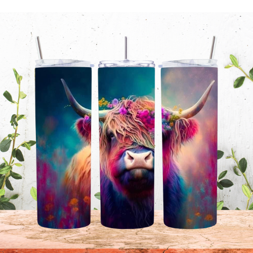 Multi Color BG Highland Cow 20oz Tumbler