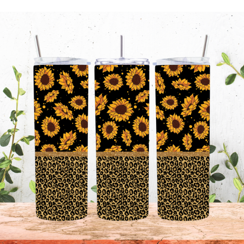 Sunflower Leopard Flowers 20oz Tumbler