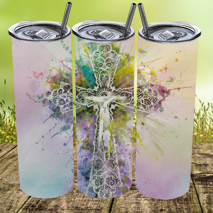 Cross Watercolor Tumbler