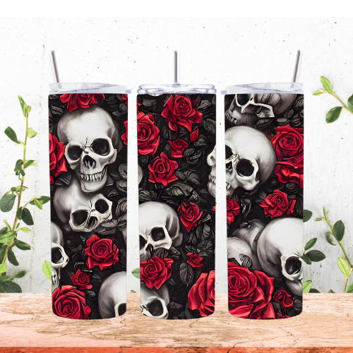 Skull Red Roses 20oz Tumbler