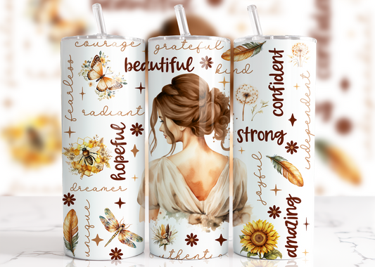 Brunette Hair Inspirational Tumbler