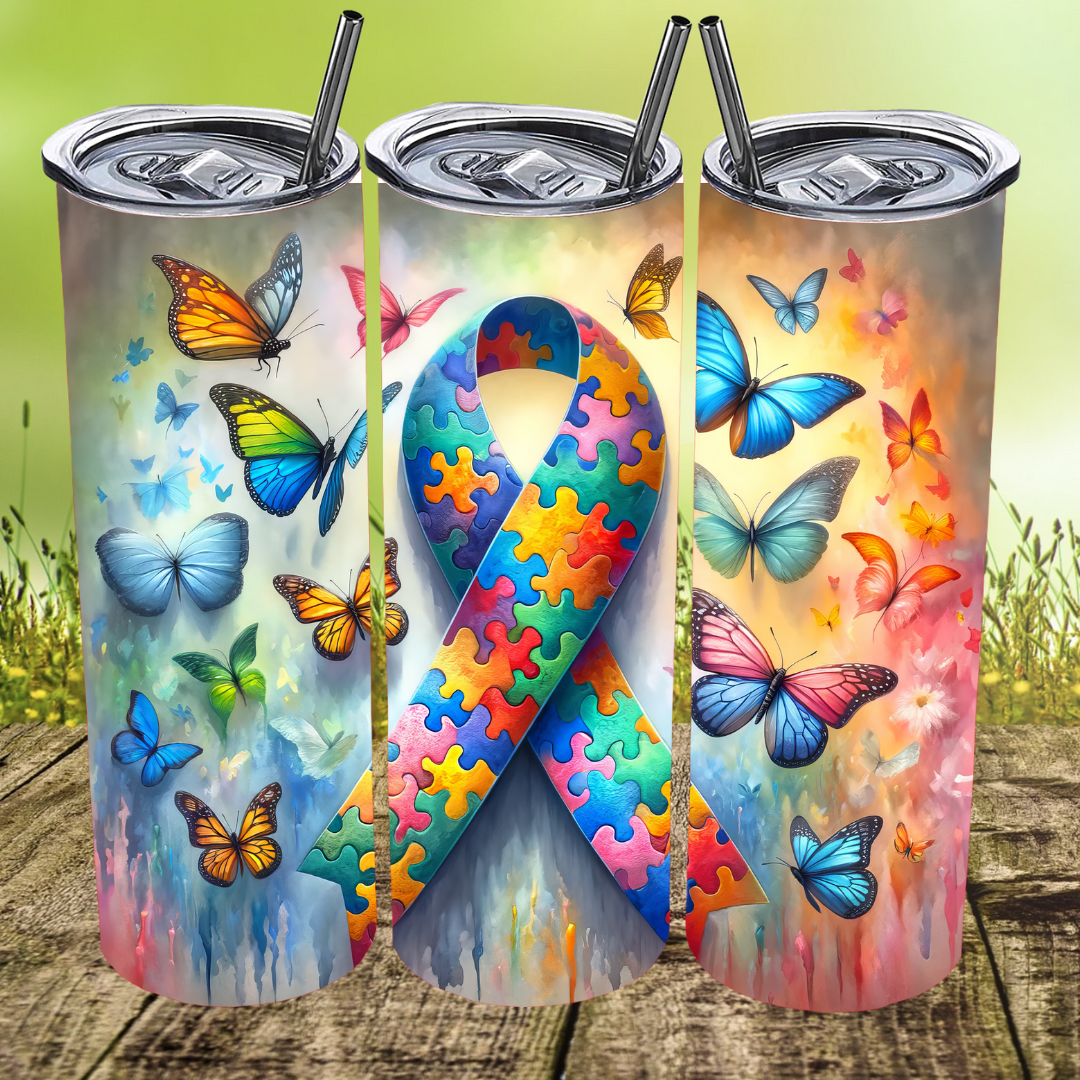 Autism Awareness w/Butterflies Tumbler