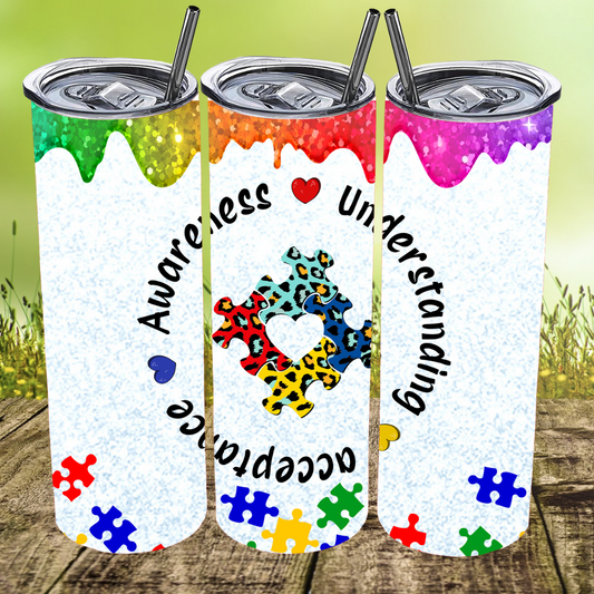 Autism Awareness w/Glitter Drip Tumbler