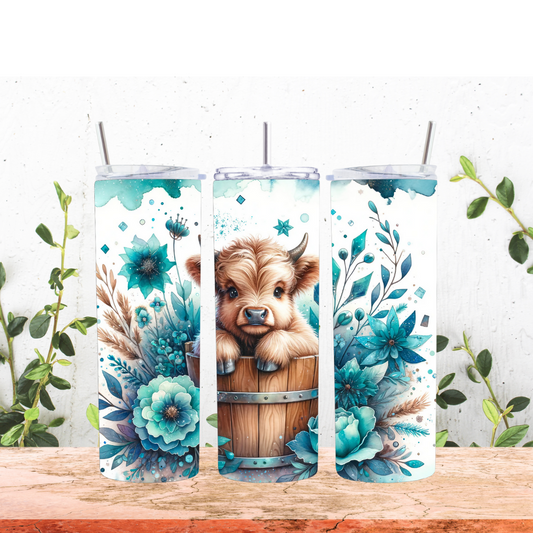 Blue Floral Moo Tumbler