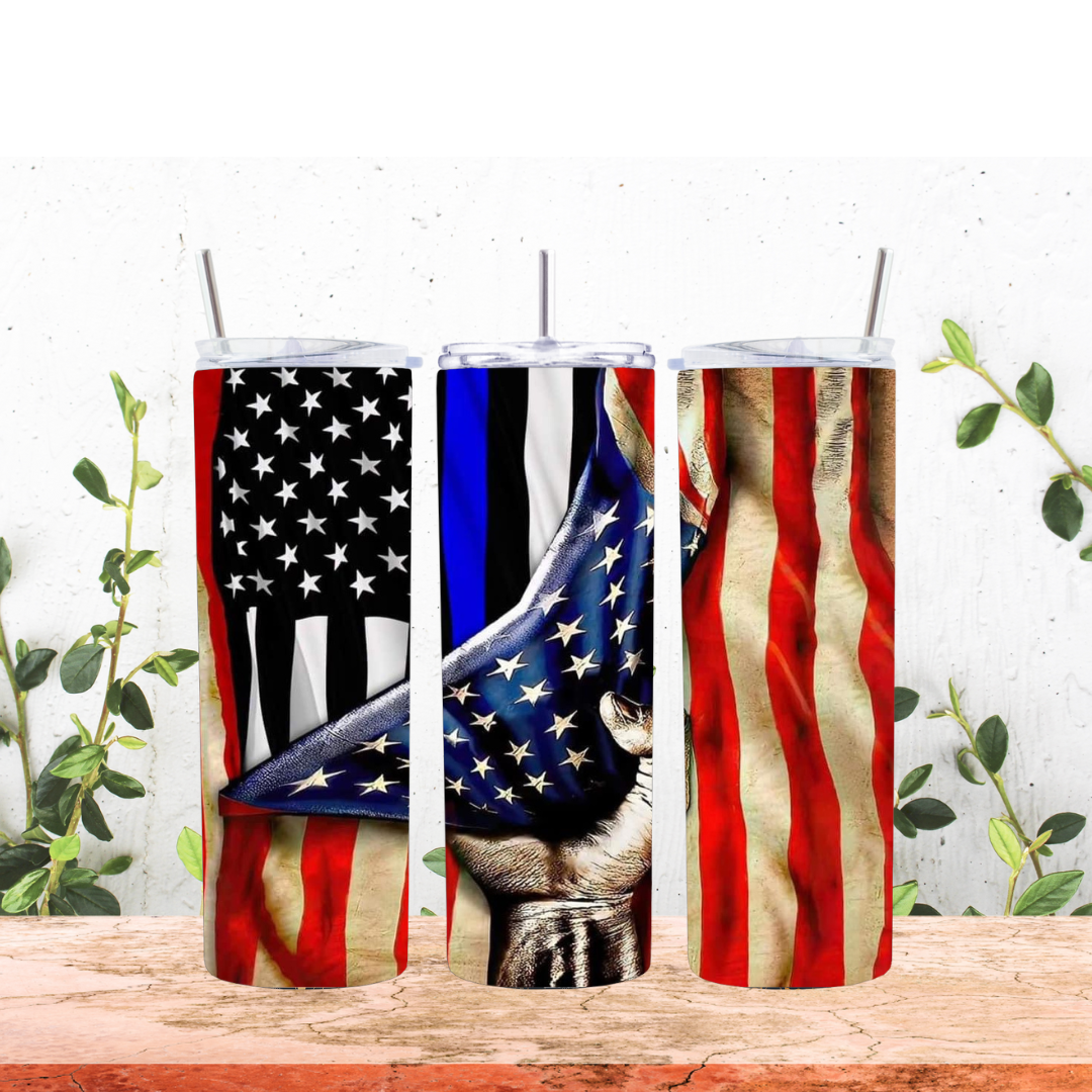 Blue Line Flag Tumbler