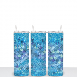 20oz Blue Faux Glitter Mermaid Tumbler