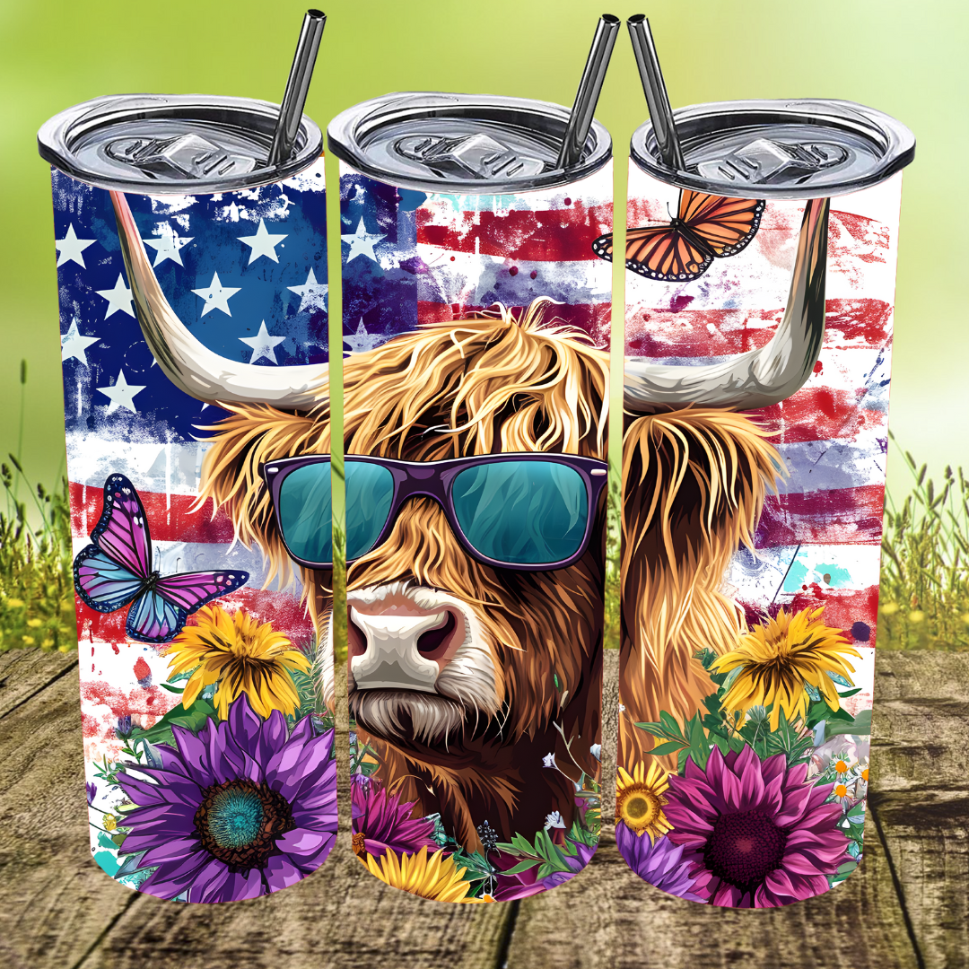 Patriotic w/Sunglasses Moo Tumbler