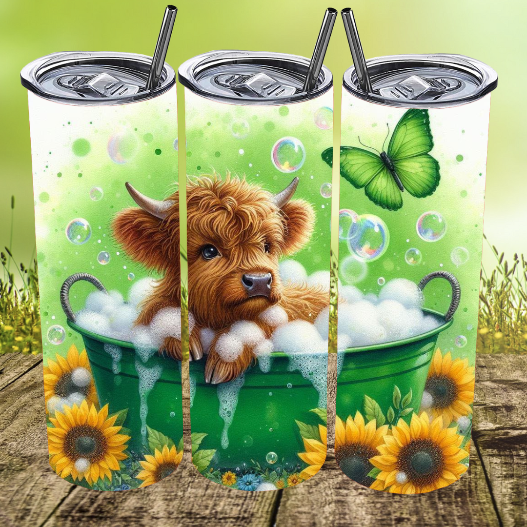 Green Sunflower Moo Tumbler