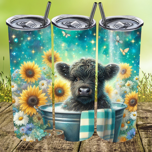 Blue Sunflower Moo Tumbler