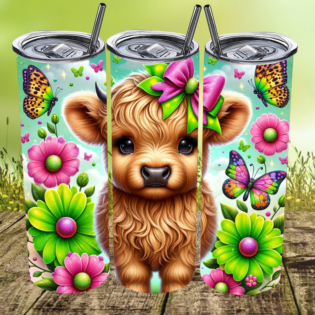 Neon Flower Moo Tumbler