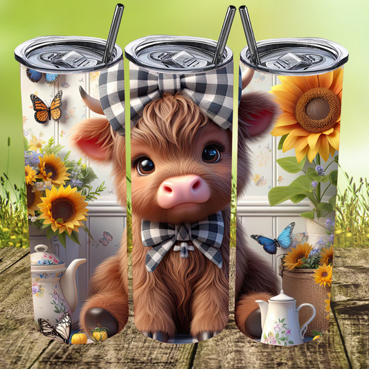 Plaid Bow Moo Tumbler