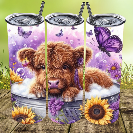 Purple Butterfly Moo Tumbler