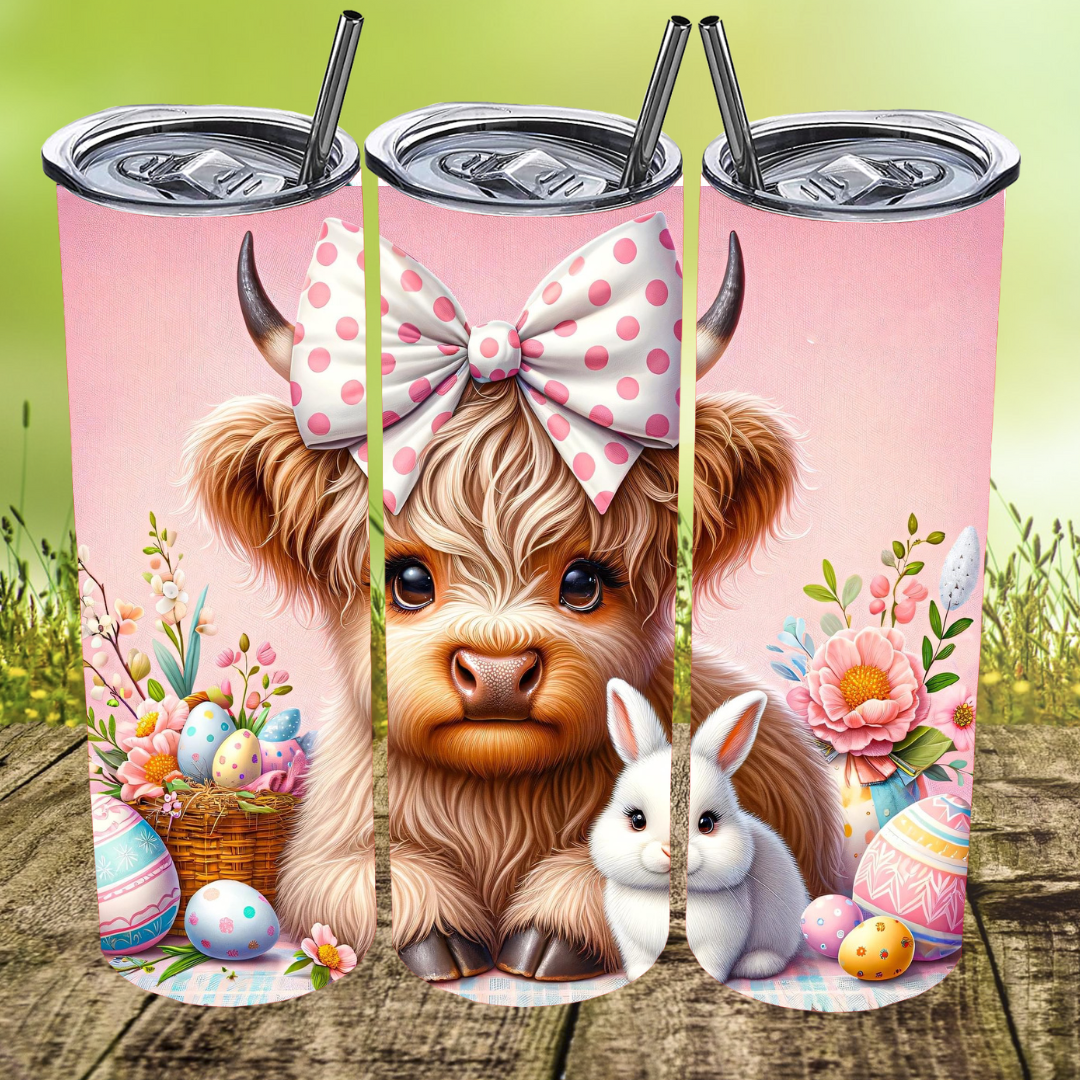 Pink Easter Moo Tumbler