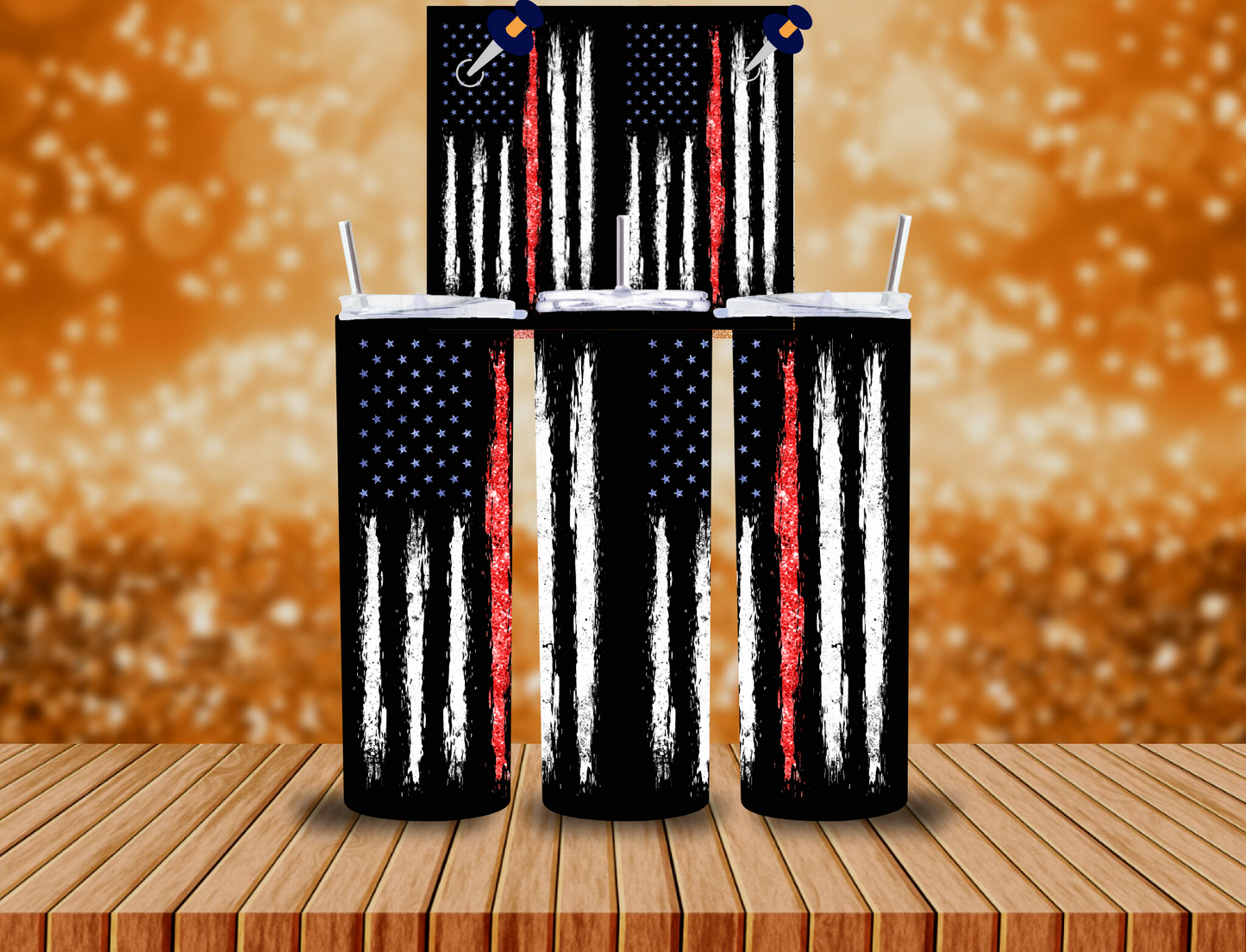 Double Worn Red Line Flag 20oz Tumbler