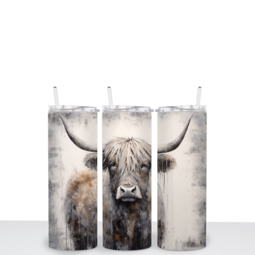 Grey and White Highland Cow 20oz Subliminal