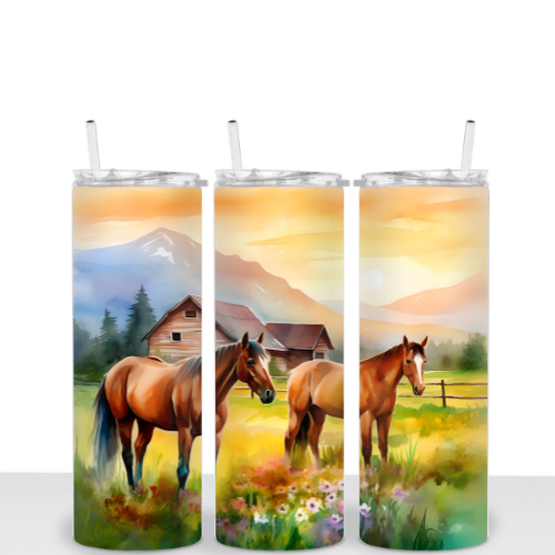 Horses Grazing 20oz Tumbler