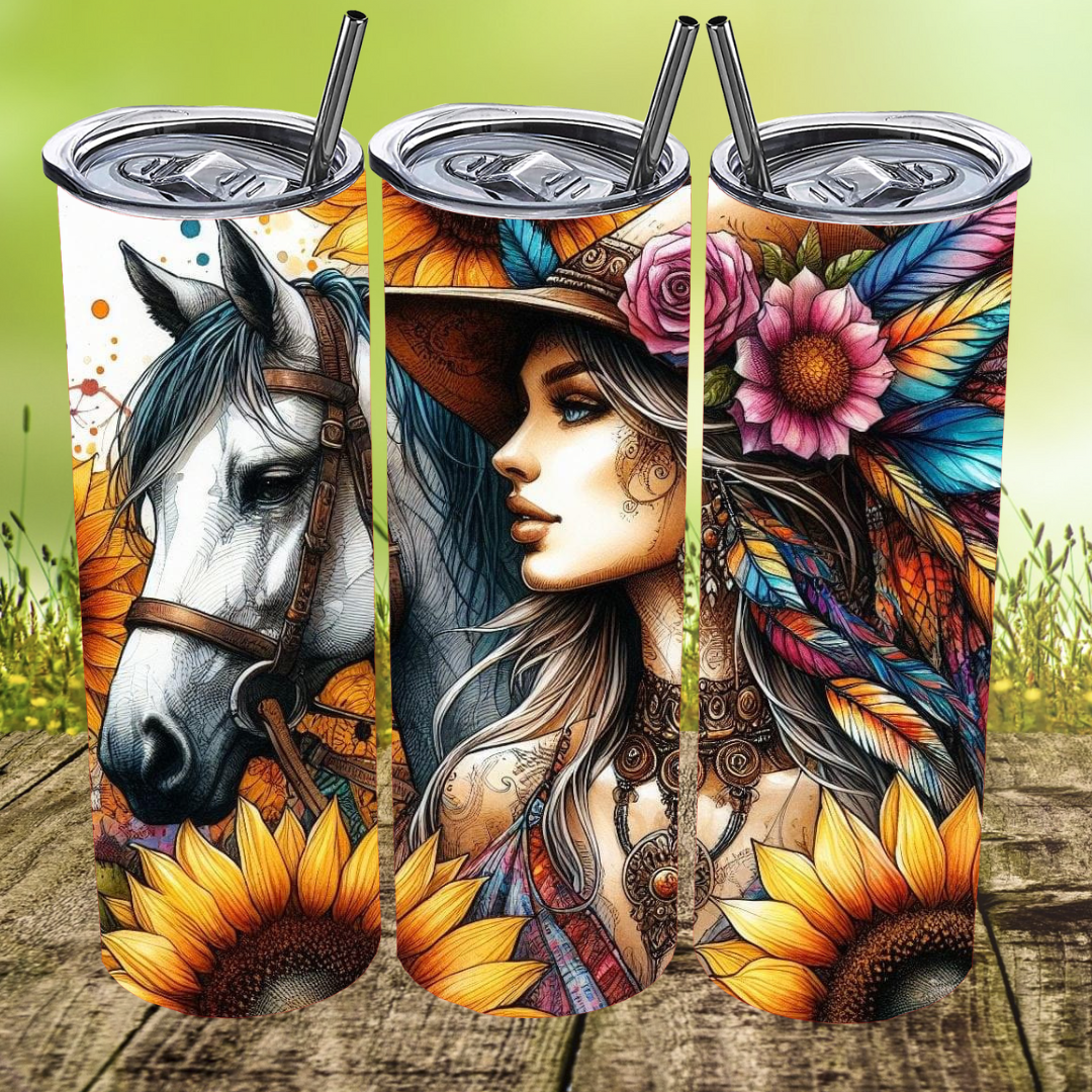 Horse w/Sunflowers Tumbler