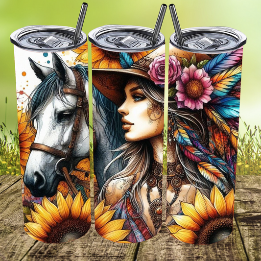 Horse w/Sunflowers Tumbler