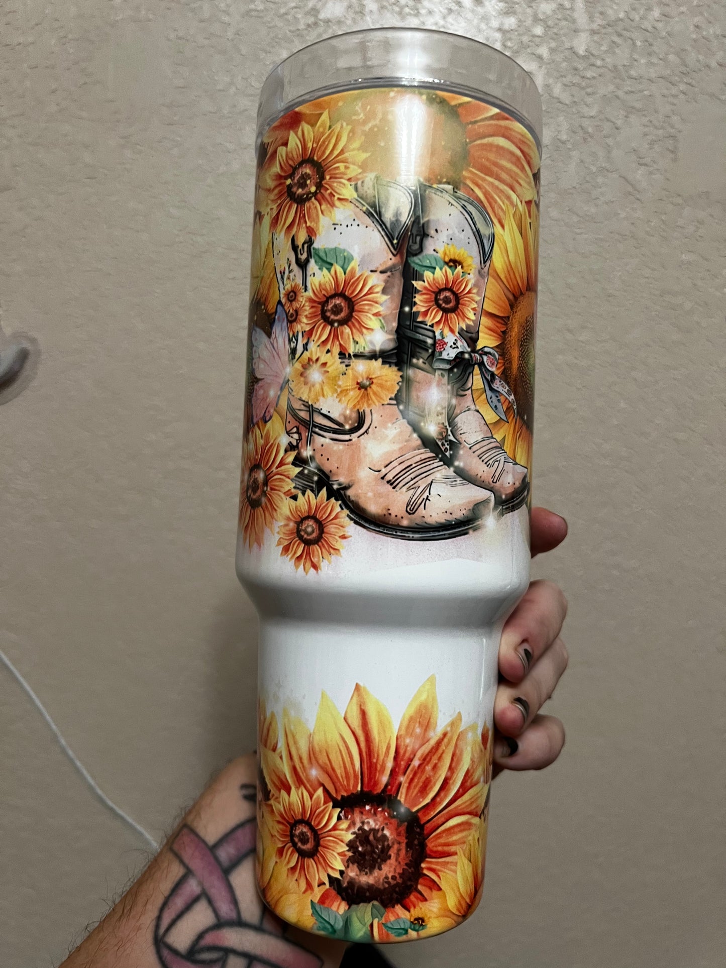 Sunflower Boots 40oz Handle Tumbler