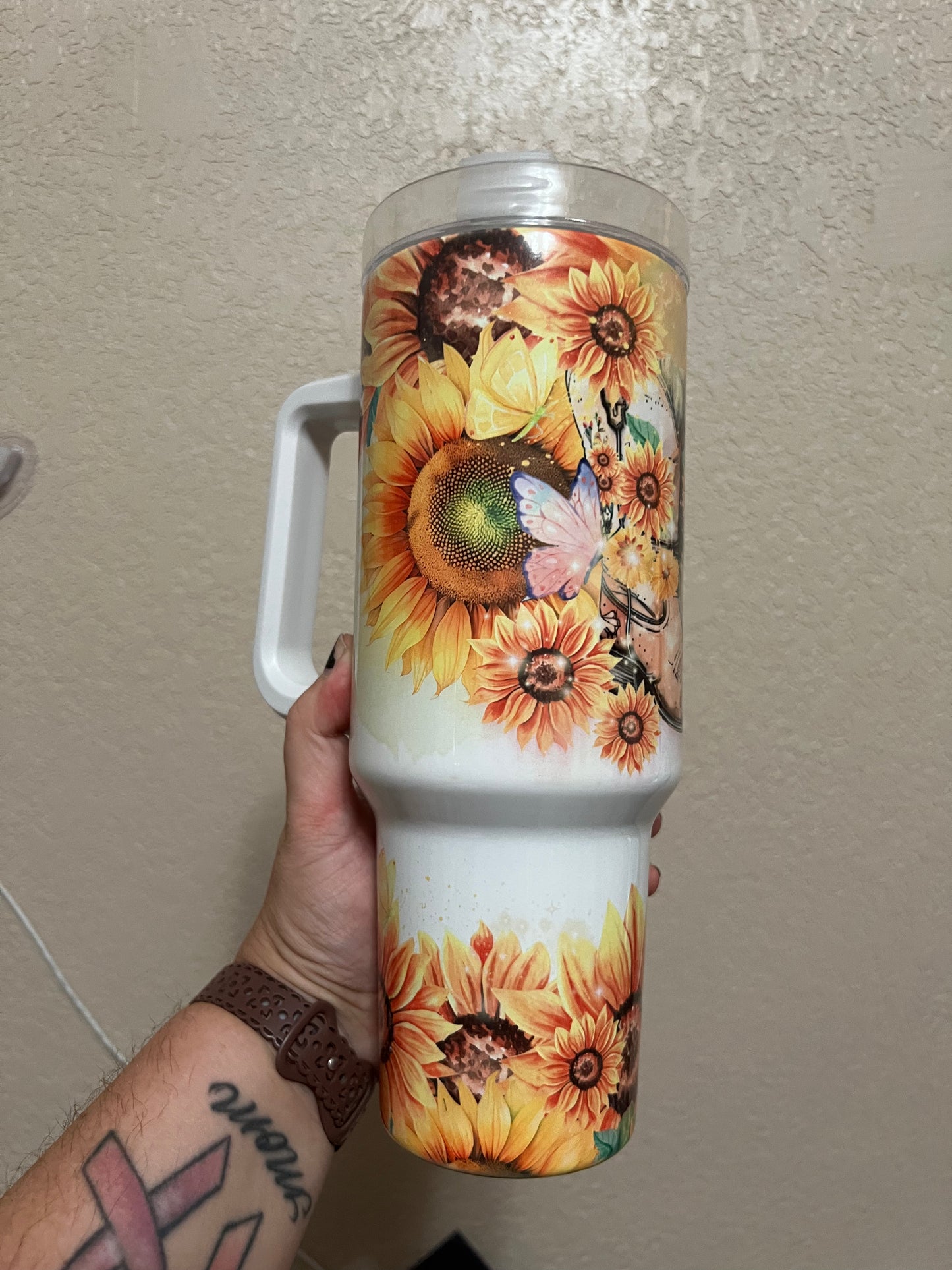 Sunflower Boots 40oz Handle Tumbler