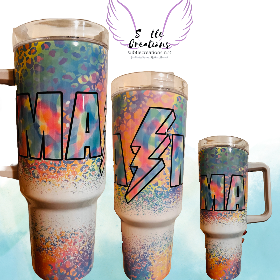 Mama Lightning Bolt 40oz Handle Tumbler