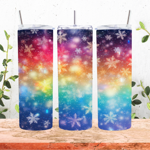 Rainbow Snowflakes Tumbler