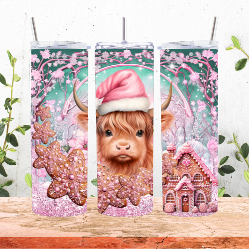 Pink Highland Cow Tumbler