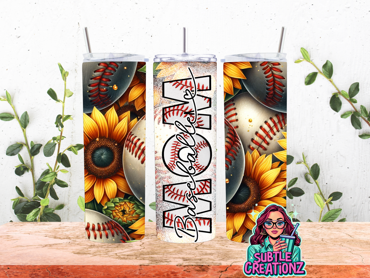 Mom Sunflower Baseball 20oz Tumbler