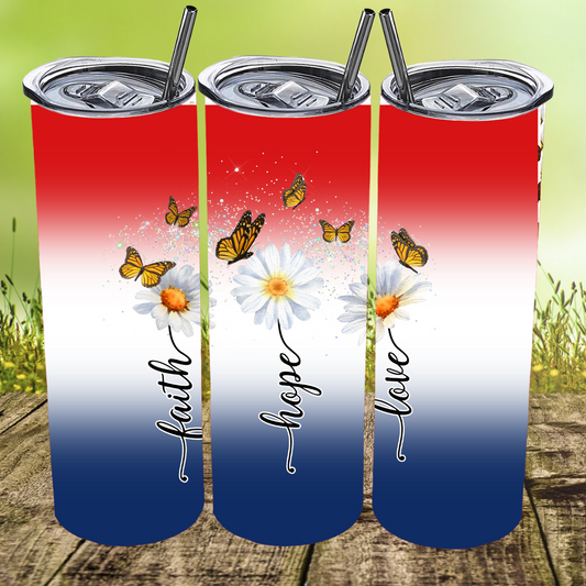 Patriotic Faith, Hope, Love Tumbler