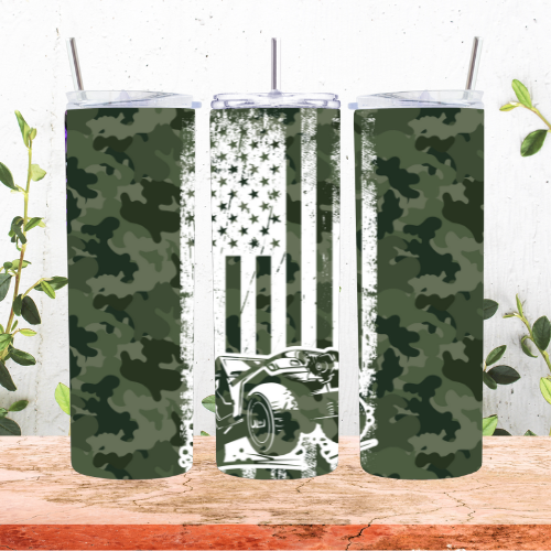 Green Patriotic Jeep Tumbler