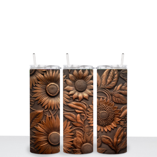 Tooled Leather Sunflower 20oz Subliminal