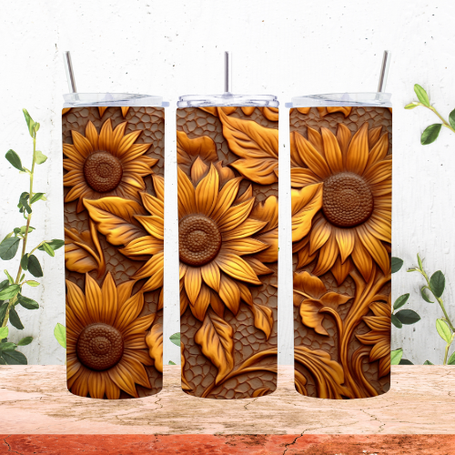 Tooled Sunflowers 20oz Tumbler