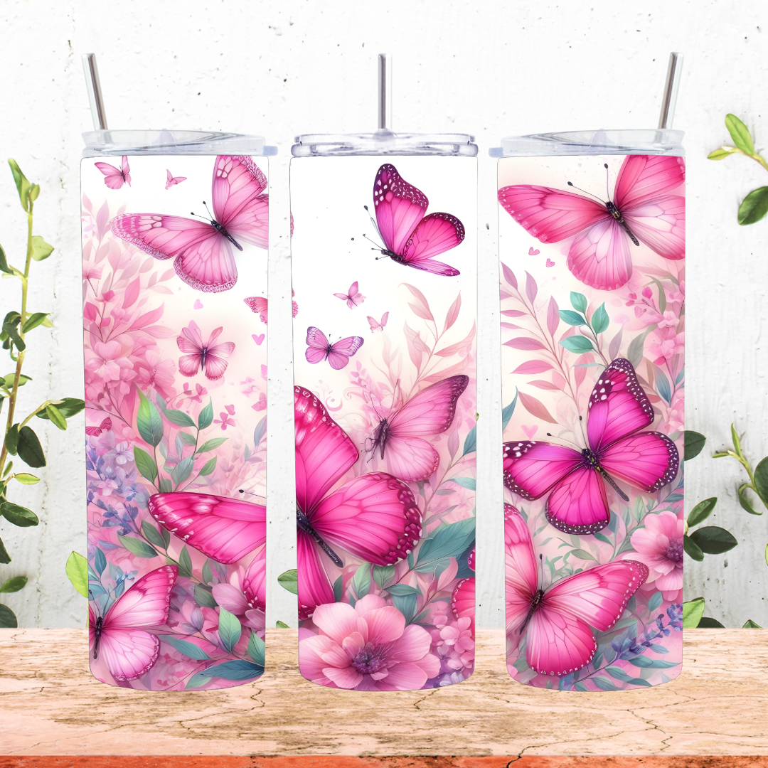 Pink Butterflies Tumbler