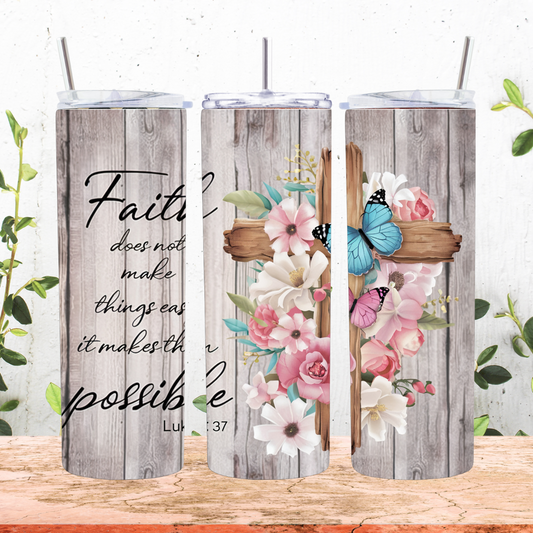 Faith w/Wood Background Tumbler