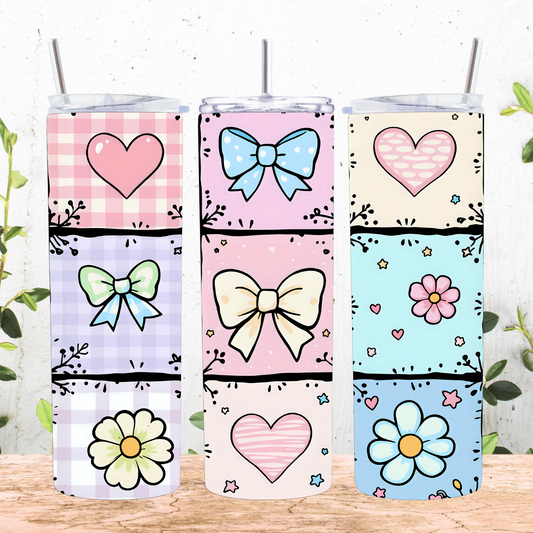 Cutesy Bow And Heart Tumbler